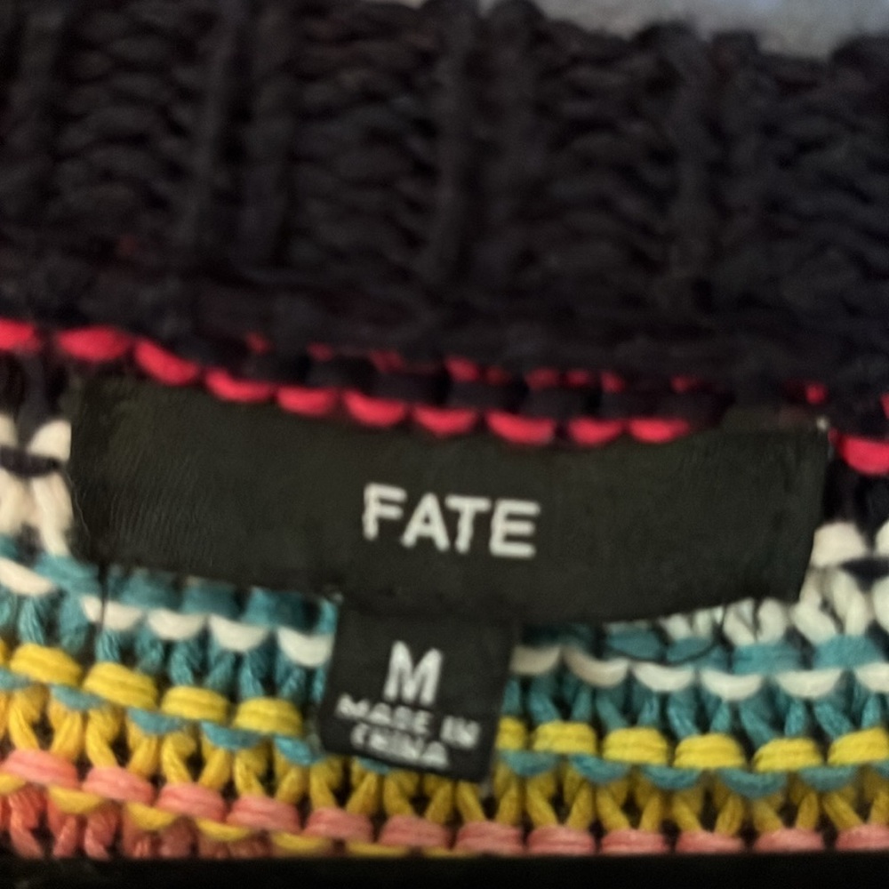 Fate - woman M, cotton blend striped oversized slouchy sweater, bright warm fun - Picture 4 of 11